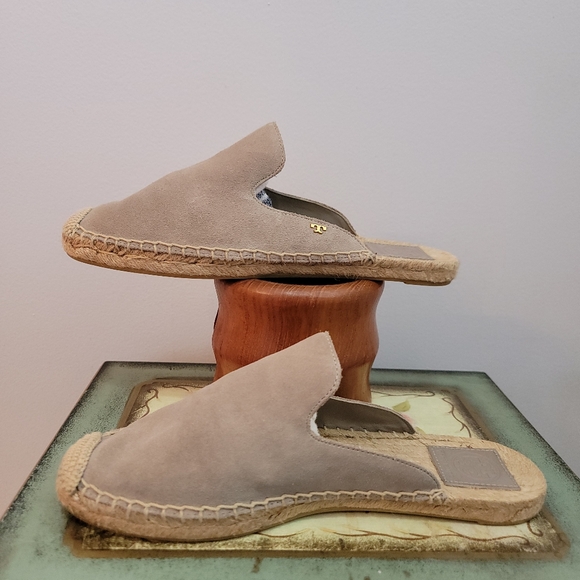 Tory Burch Light Tan Suede Espardrille Mule Size 7 - Picture 2 of 8